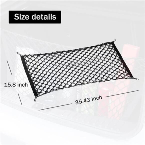 Cargo Net Adjustable Elastic Trunk Storage Net with Hooks for SUV Car Truck - Picture 3 of 7